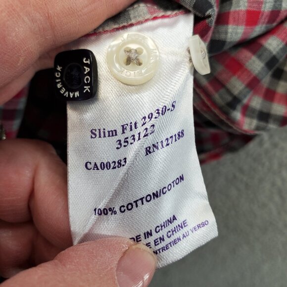 Jack Maverick Men's Button Up Long Sleeve Check Red Gray Large New Without Tag - Picture 5 of 8